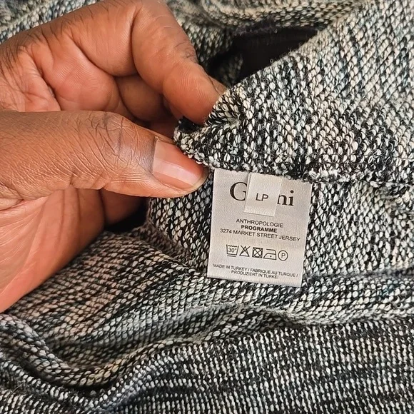 Ganni Anthropologie Pinnacle Tweed Knit Ruffle Mock Neck Fit and Flare Dress LP - Picture 9 of 11